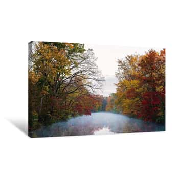 Image of Autumn Forest Reflected in River 1 Canvas Print