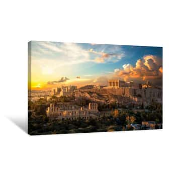 Image of Akropolis Von Athen Bei Sonnenuntergang Canvas Print