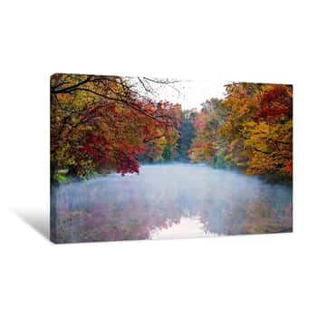 Image of Autumn Forest Reflected in River 2 Canvas Print