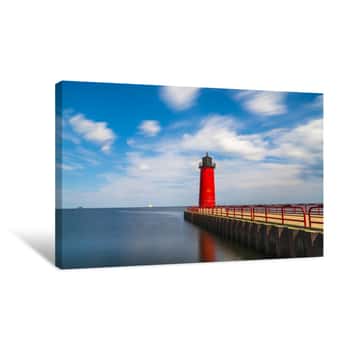 Image of Milwaukee Lighthouse On Sunny Day  Canvas Print