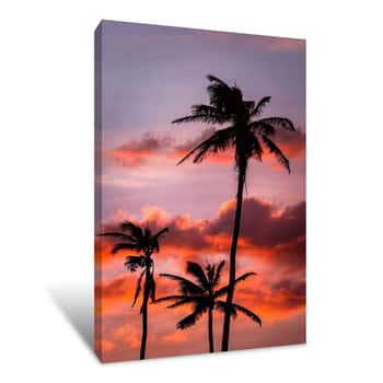 Image of Palm Trees at Sunset 2 Canvas Print