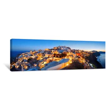 Image of Santorini Skyline Night Canvas Print
