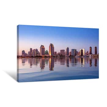 Image of San Diego Skyline At Sunset From Coronado Canvas Print