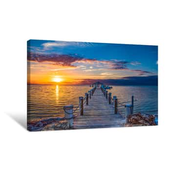 Image of Islamorada Florida Keys Dock Pier Sunrise Canvas Print
