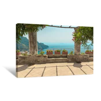 Image of Pergola On The Terrace  Mediterranean Sea  Ravello  Italy    Canvas Print