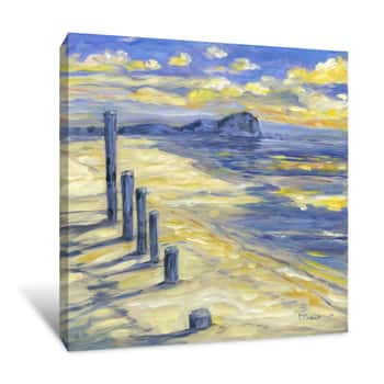 Image of Pilings on the Beach Canvas Print