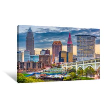 Image of Cleveland, Ohio, USA Downtown City Skyline On The Cuyahoga River Canvas Print