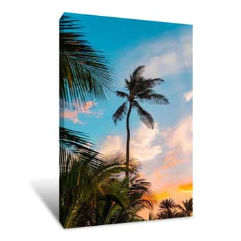 Image of Sunset Palm Canvas Print