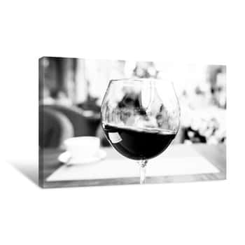 Image of Black And White Wine Glass / Concept Alcohol, Glass Glasses With Wine, Poster Beautiful For Interior Canvas Print