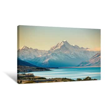 Image of Road To Mt Cook, The Highest Mountain In New Zealand  Canvas Print