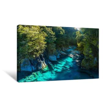 Image of Famous Attraction - Blue Pools, Haast Pass,  New Zealand, South Island Canvas Print