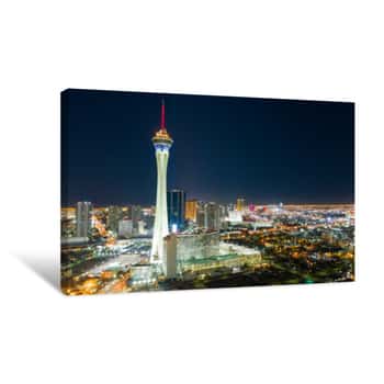 Image of Aerial View Downtown City Skyline Urban Core Las Vegas Nevada Canvas Print