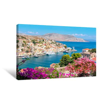Image of Symi Town Cityscape, Dodecanese Islands, Greece Canvas Print