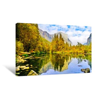 Image of View From Yosemite Valley In Yosemite National Park At Dawn In Autumn  Canvas Print