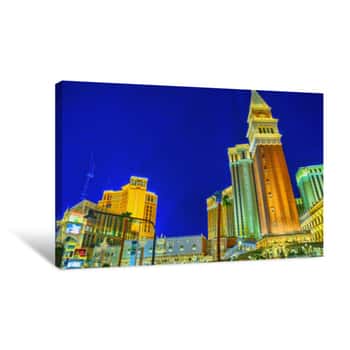 Image of Main Street Of Las Vegas-is The Strip In Evening Time  Casino, Hotel And Resort- Venetian  Canvas Print