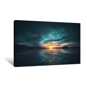 Image of Stars Reflected In The Water Of The Archipelago During Sunset Canvas Print