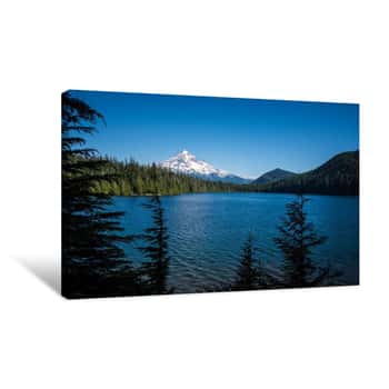 Image of Beautiful View Of Mt  Hood From Lost Lake Oregon On A Sunny Day   Canvas Print