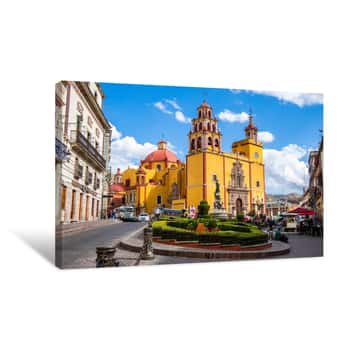 Image of Guanajuato City, Mexico, View Of Historical Landmark Basilica Of Our Lady Of Guanajuato And Plaza De La Paz Canvas Print