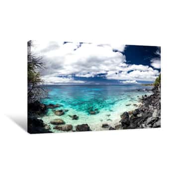 Image of Rocky Hawaii Beach Panorama Canvas Print