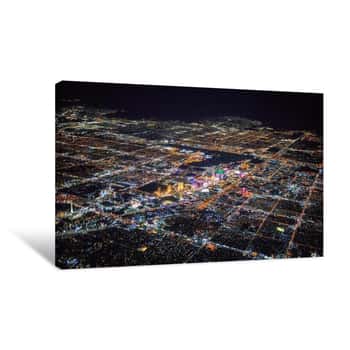 Image of Night View Of Las Vegas City From Airplane Canvas Print