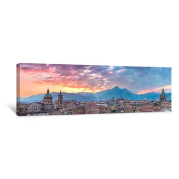 Image of Palermo At Sunset, Sicily, Italy Canvas Print