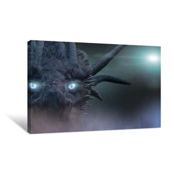 Image of The Dragon With Blue Eyes 3D Render Canvas Print