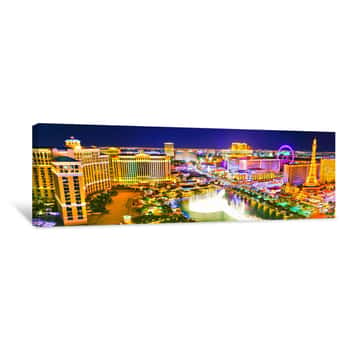 Image of  View Of The Las Vegas Boulevard At Night With Lots Of Hotels And Casinos In Las Vegas  Canvas Print