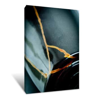 Image of This Is A Vase I Repaired Using The Japanese Art Form Of Kintsugi With Urushi Lacquer And Gold Powder  Canvas Print
