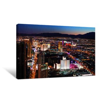 Image of Las Vegas Skyline Panorama At Night Canvas Print