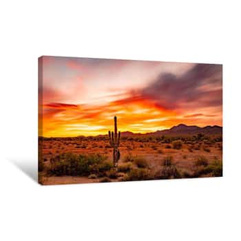 Image of Beautiful Sunset In The Desert, Quartzsite Arizona Canvas Print