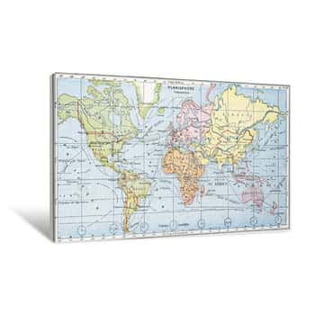 Image of Map Showing the Principal World Trade Shipping Routes Canvas Print