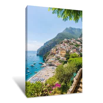 Image of The Wonderful Village Of Positano In The Amalfi Coast In Italy Canvas Print