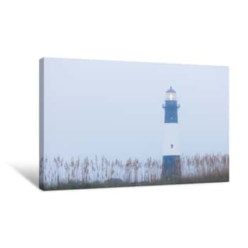 Image of Lighthouse At Foggy Morning, Tybee Island, USA Canvas Print