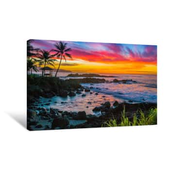 Image of North Shore Oahu Sunset    Canvas Print
