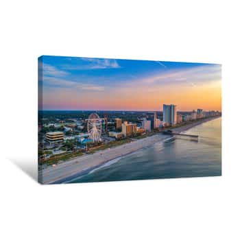 Image of Pier In Myrtle Beach South Carolina SC Drone Aerial Canvas Print
