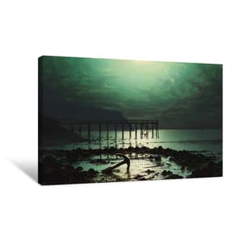 Image of Low Tide by Moonlight, 1874 Canvas Print