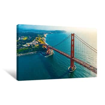 Image of Aerial View Of The Golden Gate Bridge In San Francisco, CA - Canvas Print