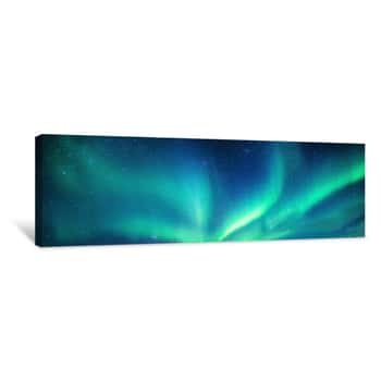 Image of Aurora Borealis, Northern Lights With Starry In The Night Sky Canvas Print