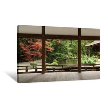 Image of Beautiful Japanese Garden In Kyoto (Kamigamo Shrine) Canvas Print