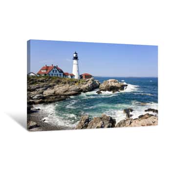 Image of Lighthouse In Portland, Maine Canvas Print