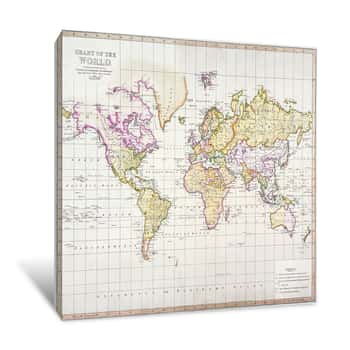 Image of Chart of the Worldprinted at the Lighographic Establishment Canvas Print