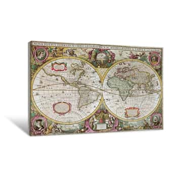 Image of A New Land and Water Map of the Entire Earth Canvas Print