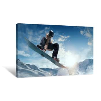 Image of Snowboarder In Action  Extreme Winter Sports  Canvas Print