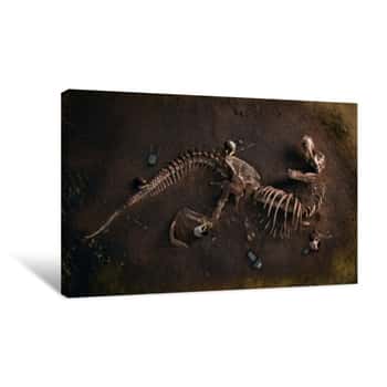 Image of Dinosaur Fossil (Tyrannosaurus Rex) Found By Archaeologists   Canvas Print