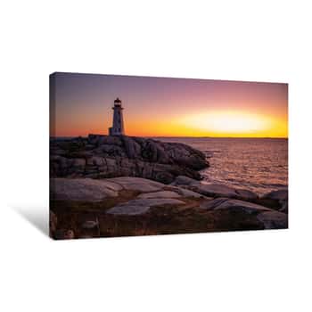 Image of Lighthouse At Sunset Canvas Print