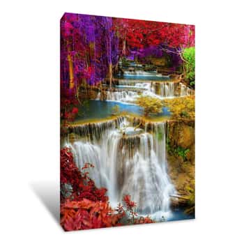 Image of Beautiful Waterfall In Deep Forest Canvas Print