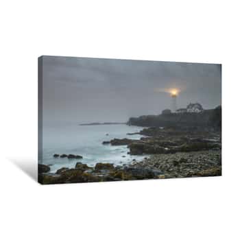 Image of Lighthouse In Heavy Fog Canvas Print