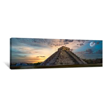Image of Chitchenitza During Sunset With The Moon Canvas Print