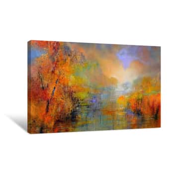 Image of When Leaves Start To Fall Down By The River Canvas Print