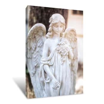Image of Close-Up Of Angel Statue Canvas Print